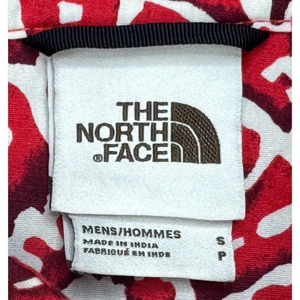 The North‎ Face Spell Out Men's Button Up Short Sleeve Shirt Size Small